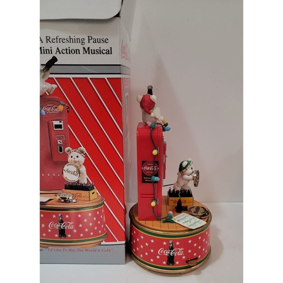 Enesco 1995 Coca Cola Coke Refreshing Pause Christmas Mini Action Musical Figuri - Picture 3 of 12